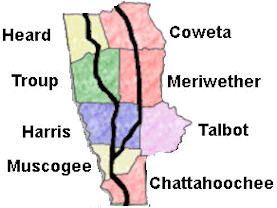 Georgia Highway 27 Map with counties