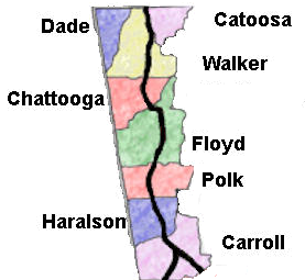 Georgia Highway 27 Map with counties